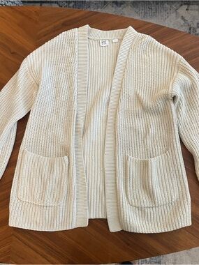 GAP Ivory Open-Front Chunky Knit Cardigan